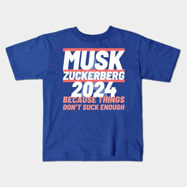 Musk Zuckerberg 2024 Presidential Election in the USA Kids T-Shirt by BuzzBenson